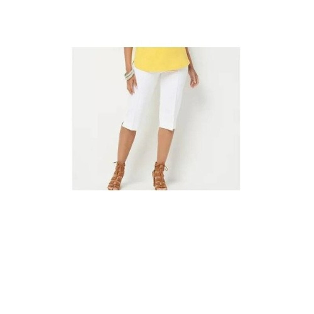 Isaac Mizrahi 24/7 Stretch Pedal Pushers w/Pintucks Bright White Petite 26WP